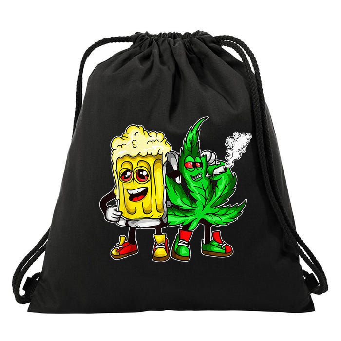 Funny 420 Pot Leaf Marijuana Bong Beer Drunk Weed Cannabis Drawstring Bag