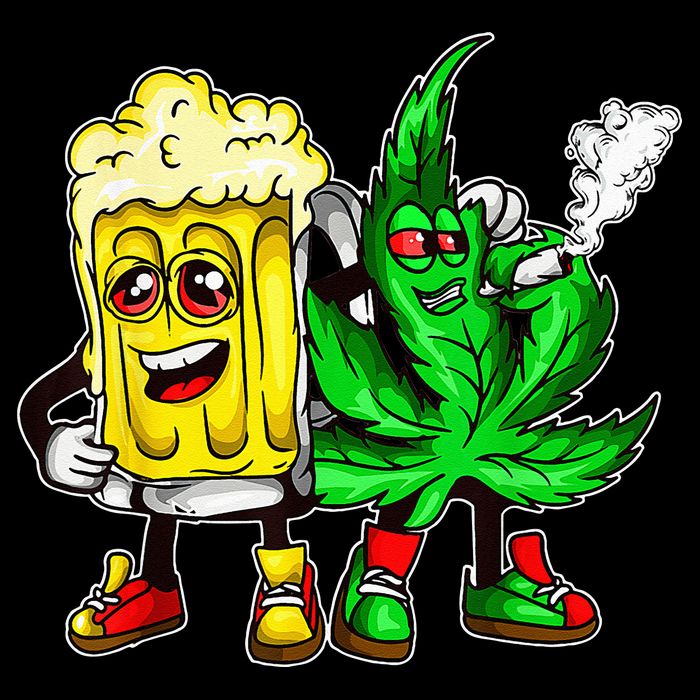 Funny 420 Pot Leaf Marijuana Bong Beer Drunk Weed Cannabis Drawstring Bag