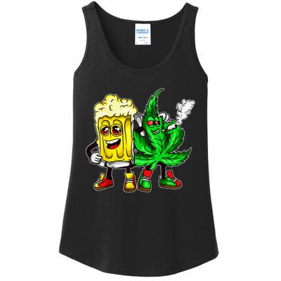 Funny 420 Pot Leaf Marijuana Bong Beer Drunk Weed Cannabis Ladies Essential Tank