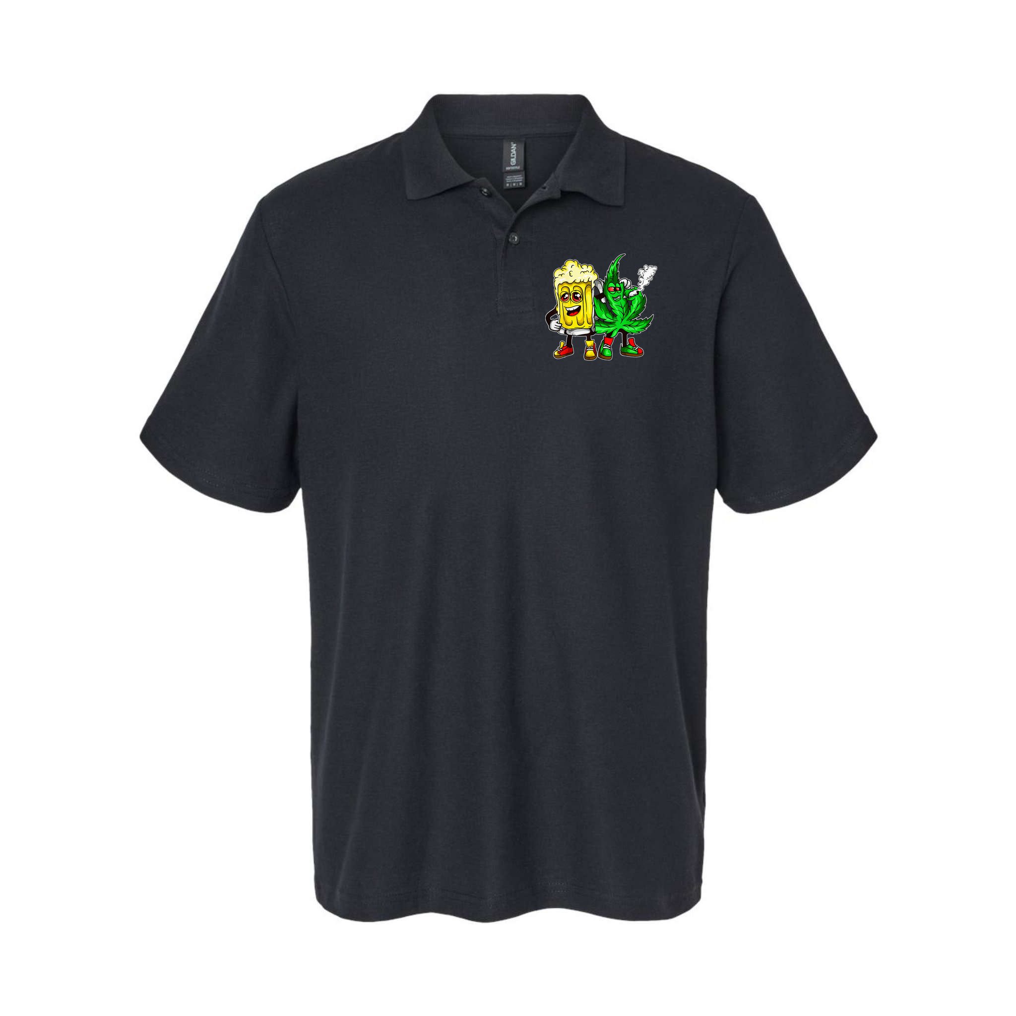 Funny 420 Pot Leaf Marijuana Bong Beer Drunk Weed Cannabis Polo