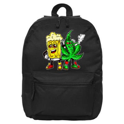 Funny 420 Pot Leaf Marijuana Bong Beer Drunk Weed Cannabis 16 in Basic Backpack