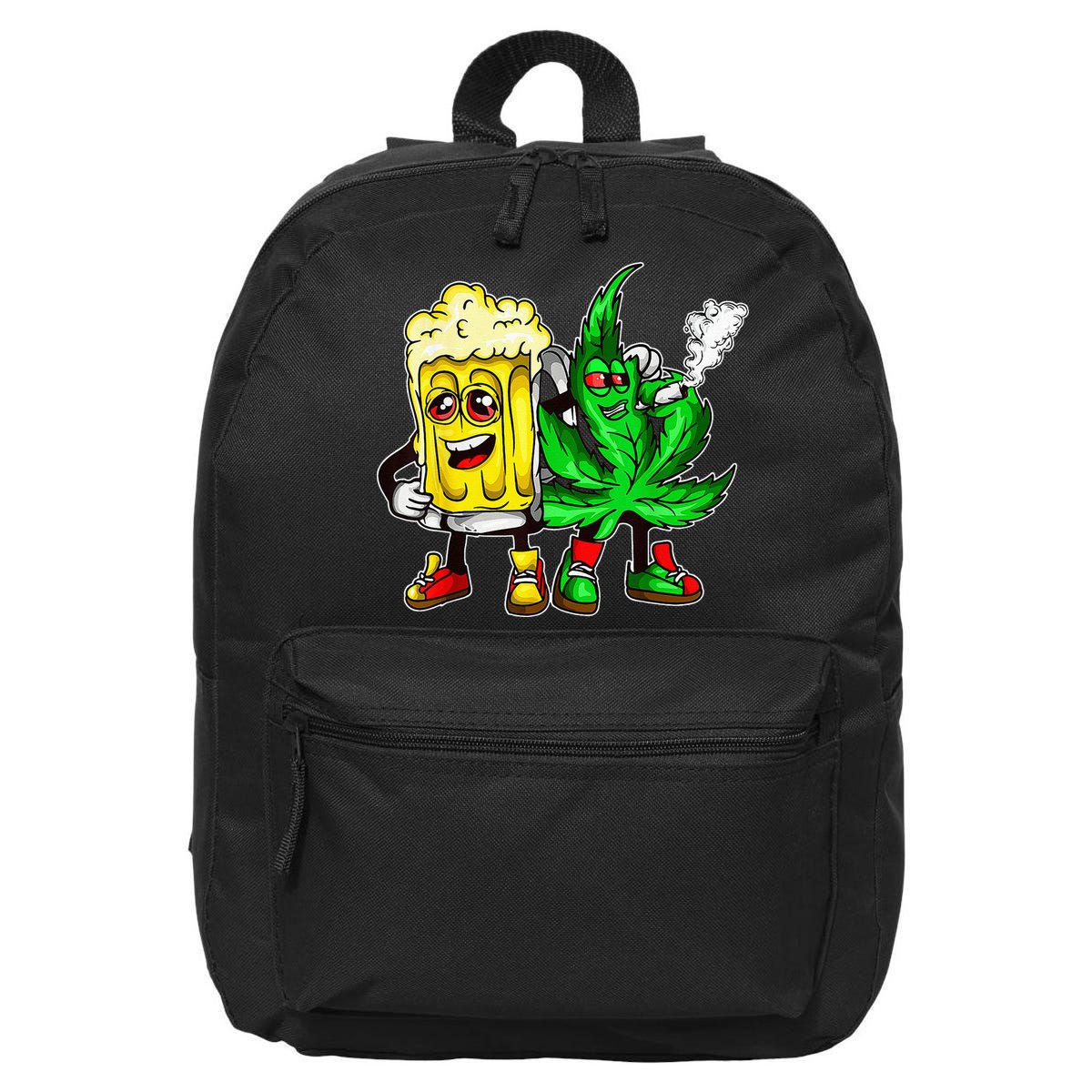 Funny 420 Pot Leaf Marijuana Bong Beer Drunk Weed Cannabis 16 in Basic Backpack
