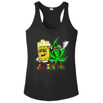 Funny 420 Pot Leaf Marijuana Bong Beer Drunk Weed Cannabis Ladies PosiCharge Competitor Racerback Tank