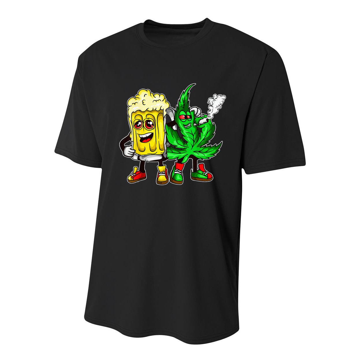 Funny 420 Pot Leaf Marijuana Bong Beer Drunk Weed Cannabis Youth Performance Sprint T-Shirt