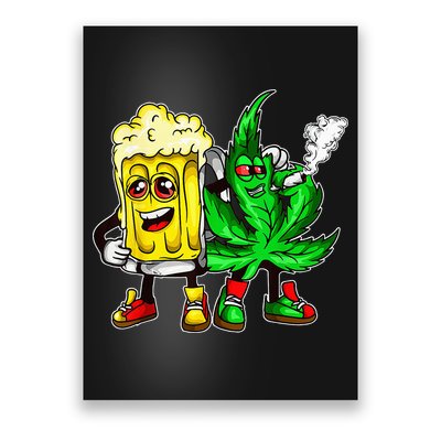 Funny 420 Pot Leaf Marijuana Bong Beer Drunk Weed Cannabis Poster