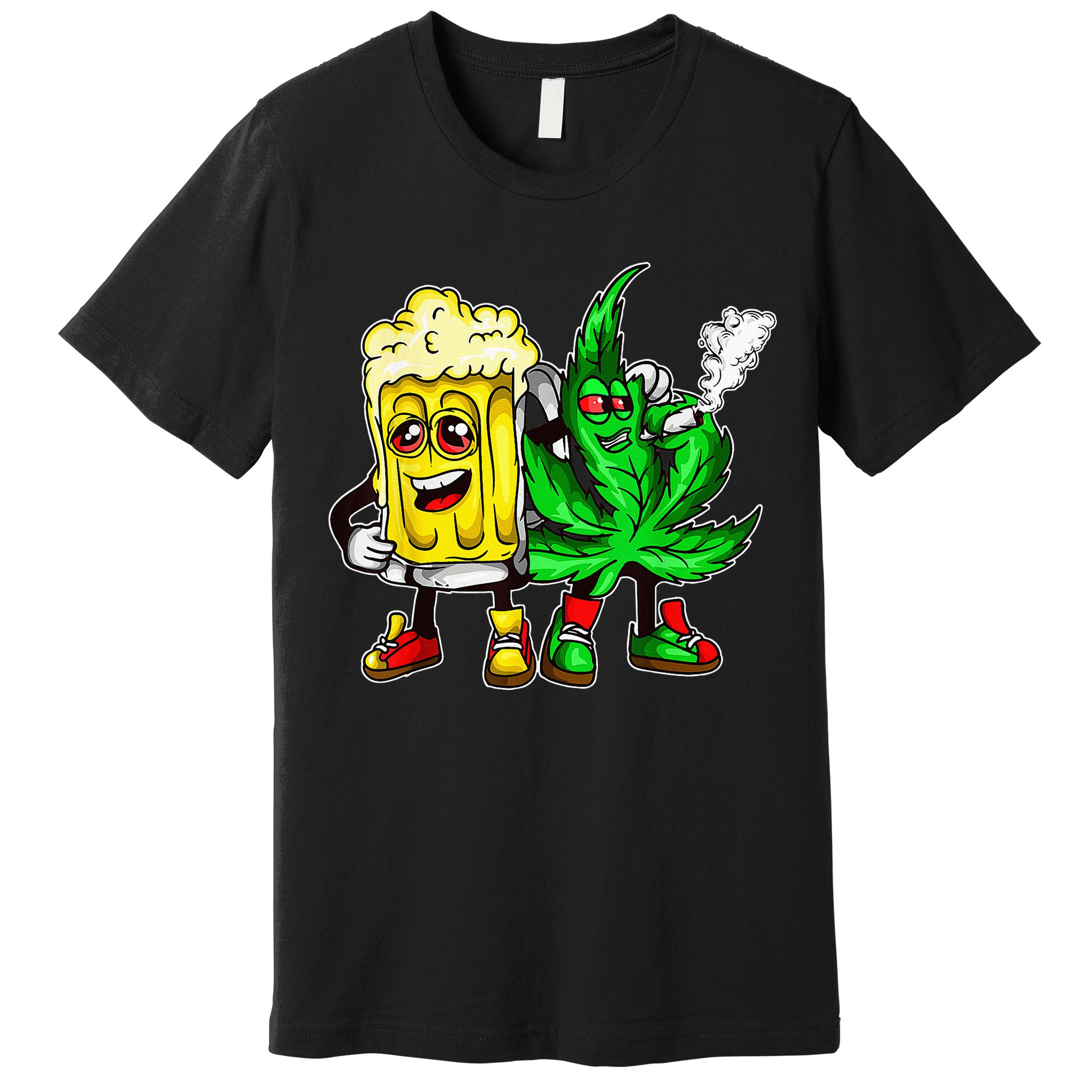 Funny 420 Pot Leaf Marijuana Bong Beer Drunk Weed Cannabis Premium T-Shirt