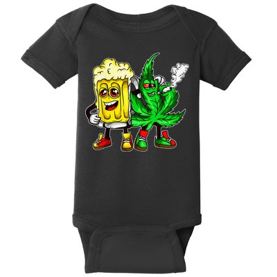 Funny 420 Pot Leaf Marijuana Bong Beer Drunk Weed Cannabis Baby Bodysuit