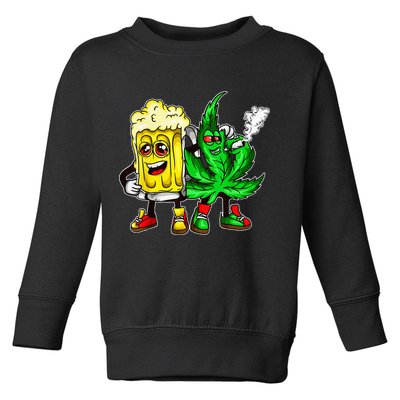 Funny 420 Pot Leaf Marijuana Bong Beer Drunk Weed Cannabis Toddler Sweatshirt
