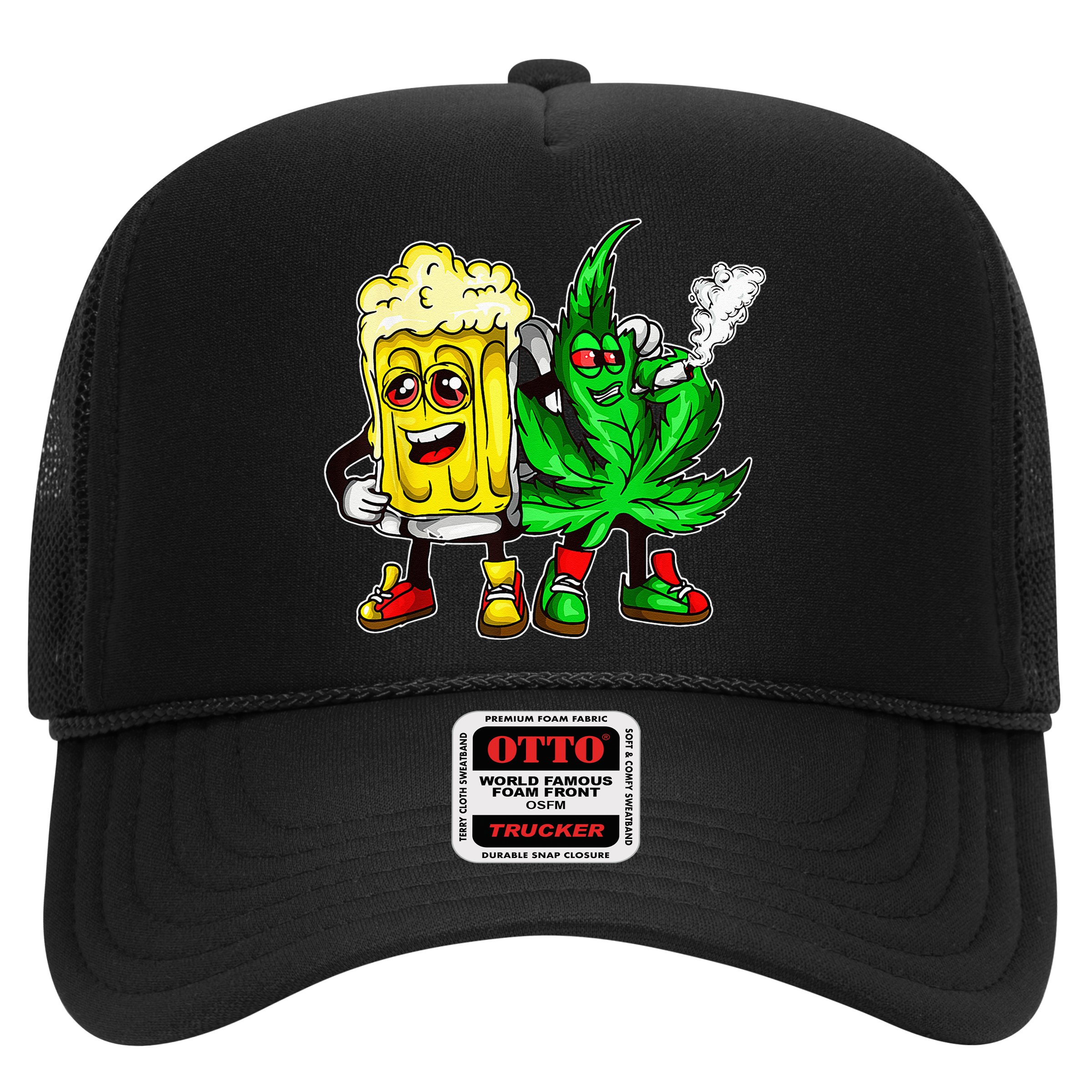 Funny 420 Pot Leaf Marijuana Bong Beer Drunk Weed Cannabis Hat