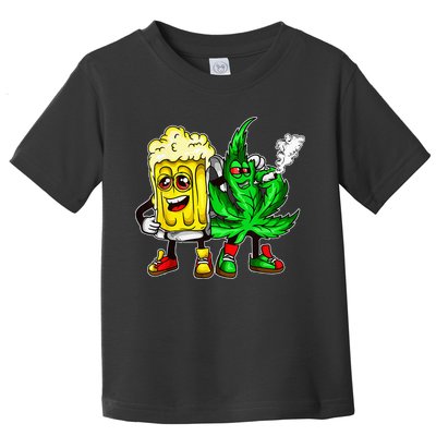 Funny 420 Pot Leaf Marijuana Bong Beer Drunk Weed Cannabis Toddler T-Shirt