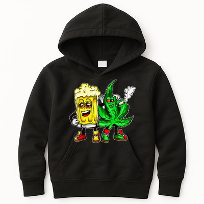 Funny 420 Pot Leaf Marijuana Bong Beer Drunk Weed Cannabis Kids Hoodie