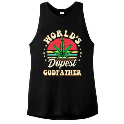 Funny 420 Pot Vintage Matching Worlds Dopest Godfather Ladies PosiCharge Tri-Blend Wicking Tank