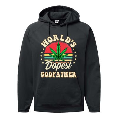 Funny 420 Pot Vintage Matching Worlds Dopest Godfather Performance Fleece Hoodie