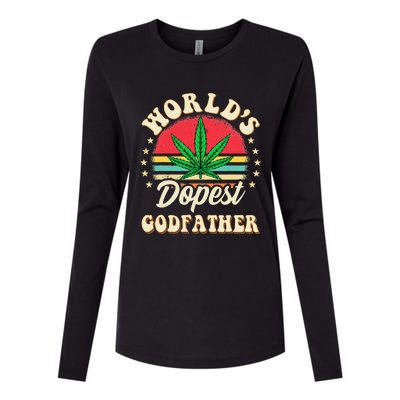 Funny 420 Pot Vintage Matching Worlds Dopest Godfather Womens Cotton Relaxed Long Sleeve T-Shirt