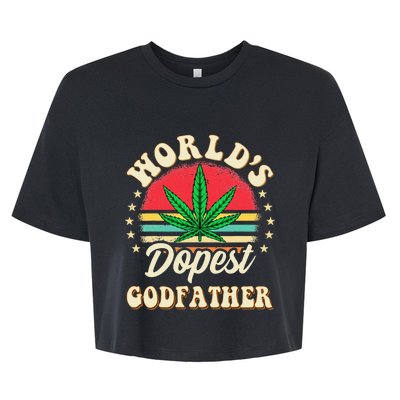 Funny 420 Pot Vintage Matching Worlds Dopest Godfather Bella+Canvas Jersey Crop Tee