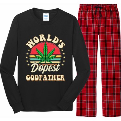 Funny 420 Pot Vintage Matching Worlds Dopest Godfather Long Sleeve Pajama Set