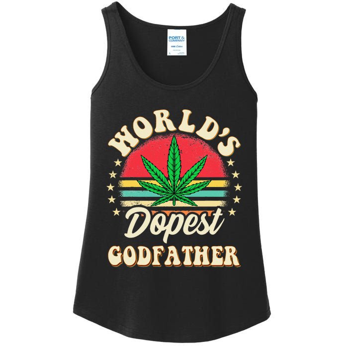 Funny 420 Pot Vintage Matching Worlds Dopest Godfather Ladies Essential Tank