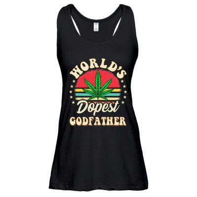 Funny 420 Pot Vintage Matching Worlds Dopest Godfather Ladies Essential Flowy Tank