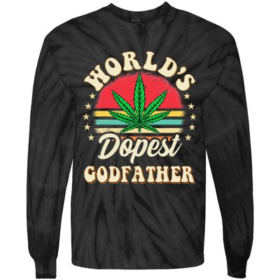 Funny 420 Pot Vintage Matching Worlds Dopest Godfather Tie-Dye Long Sleeve Shirt