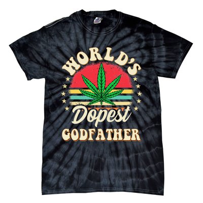 Funny 420 Pot Vintage Matching Worlds Dopest Godfather Tie-Dye T-Shirt