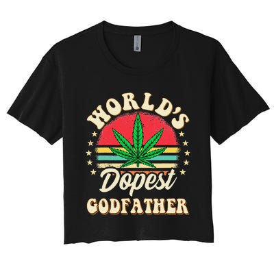 Funny 420 Pot Vintage Matching Worlds Dopest Godfather Women's Crop Top Tee