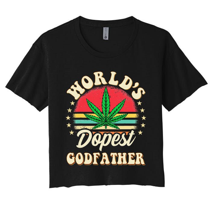 Funny 420 Pot Vintage Matching Worlds Dopest Godfather Women's Crop Top Tee