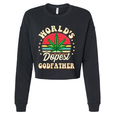 Funny 420 Pot Vintage Matching Worlds Dopest Godfather Cropped Pullover Crew