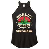 Funny 420 Pot Vintage Matching Worlds Dopest Godfather Women's Perfect Tri Rocker Tank