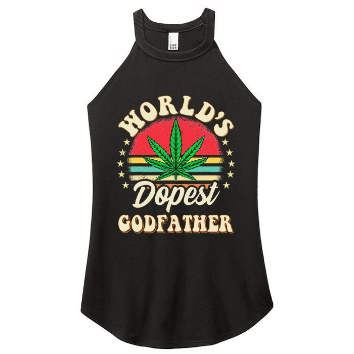 Funny 420 Pot Vintage Matching Worlds Dopest Godfather Women's Perfect Tri Rocker Tank