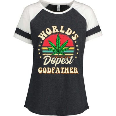 Funny 420 Pot Vintage Matching Worlds Dopest Godfather Enza Ladies Jersey Colorblock Tee