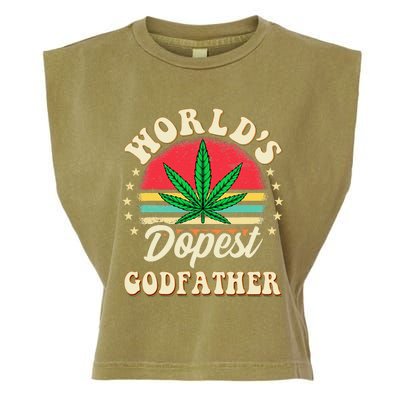 Funny 420 Pot Vintage Matching Worlds Dopest Godfather Garment-Dyed Women's Muscle Tee