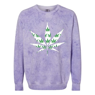 Funny 420 Stoner THC Marijuana Cannabis Weed Pot Leaf Smoker Colorblast Crewneck Sweatshirt