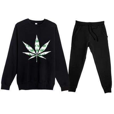 Funny 420 Stoner THC Marijuana Cannabis Weed Pot Leaf Smoker Premium Crewneck Sweatsuit Set