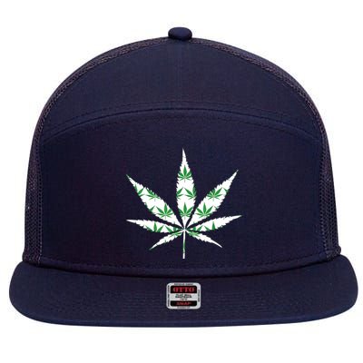 Funny 420 Stoner THC Marijuana Cannabis Weed Pot Leaf Smoker 7 Panel Mesh Trucker Snapback Hat