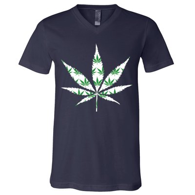 Funny 420 Stoner THC Marijuana Cannabis Weed Pot Leaf Smoker V-Neck T-Shirt