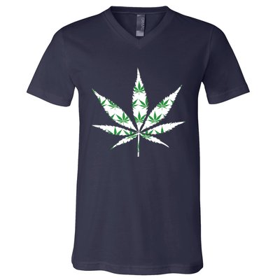 Funny 420 Stoner THC Marijuana Cannabis Weed Pot Leaf Smoker V-Neck T-Shirt