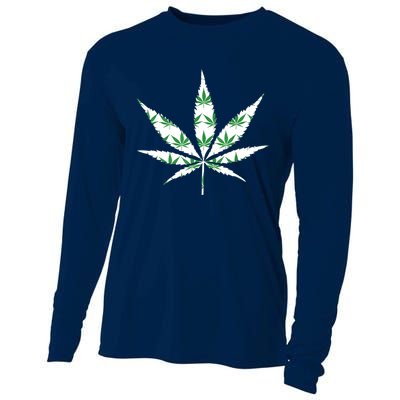 Funny 420 Stoner THC Marijuana Cannabis Weed Pot Leaf Smoker Cooling Performance Long Sleeve Crew