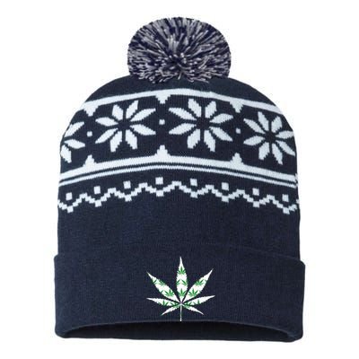 Funny 420 Stoner THC Marijuana Cannabis Weed Pot Leaf Smoker USA-Made Snowflake Beanie