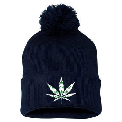 Funny 420 Stoner THC Marijuana Cannabis Weed Pot Leaf Smoker Pom Pom 12in Knit Beanie