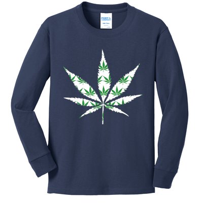 Funny 420 Stoner THC Marijuana Cannabis Weed Pot Leaf Smoker Kids Long Sleeve Shirt