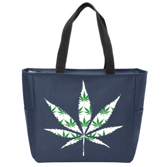 Funny 420 Stoner THC Marijuana Cannabis Weed Pot Leaf Smoker Zip Tote Bag