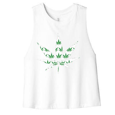 Funny 420 Stoner THC Marijuana Cannabis Weed Pot Leaf Smoker Women's Racerback Cropped Tank