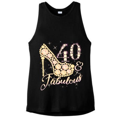 Fabulous & 40 Sparkly Heel 40th Birthday Ladies PosiCharge Tri-Blend Wicking Tank