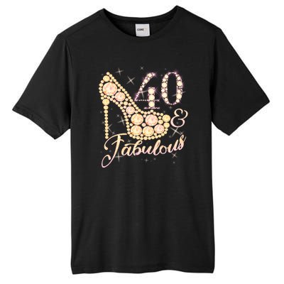 Fabulous & 40 Sparkly Heel 40th Birthday Tall Fusion ChromaSoft Performance T-Shirt