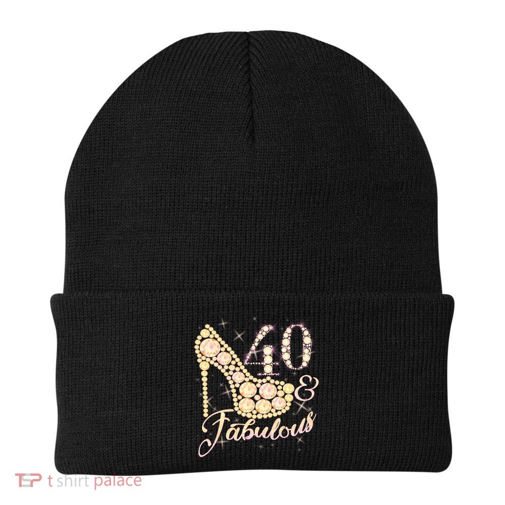Fabulous & 40 Sparkly Heel 40th Birthday Beanie