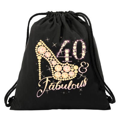 Fabulous & 40 Sparkly Heel 40th Birthday Drawstring Bag