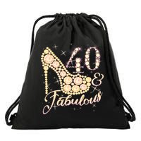 Fabulous & 40 Sparkly Heel 40th Birthday Drawstring Bag
