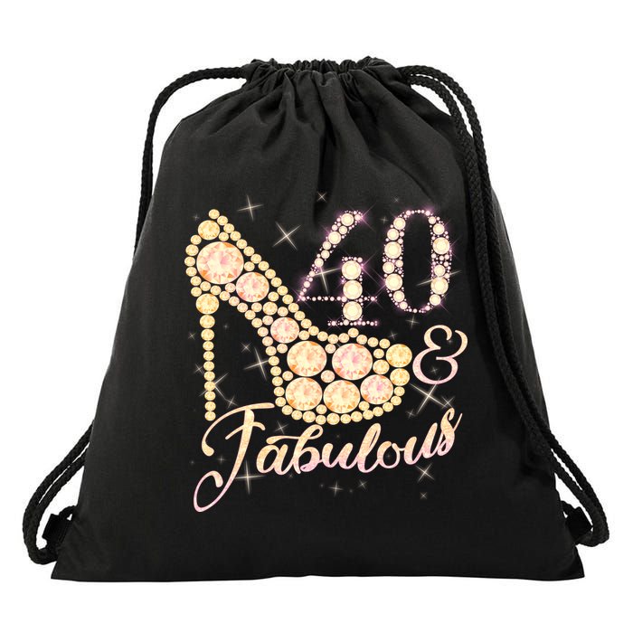 Fabulous & 40 Sparkly Heel 40th Birthday Drawstring Bag