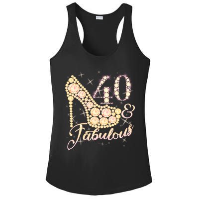 Fabulous & 40 Sparkly Heel 40th Birthday Ladies PosiCharge Competitor Racerback Tank