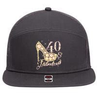 Fabulous & 40 Sparkly Heel 40th Birthday 7 Panel Mesh Trucker Snapback Hat